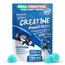 Complexe Gommies Monohydrates de Créatine pour hommes et femmes - 120 Gommies Formule avancée, L-Taurine + Vitamine B12 pour la force musculaire, constructeur musculaire, boost énergétique, supplément pré-entraînement -Blueberry