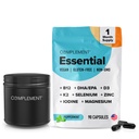 Complément Multivitamines véganes pour femmes et hommes- Omega 3 DHA+EPA, vitamine B12, vitamine D3 K2, zinc, sélénium, magnésium, supplément d'iode- soutien immunitaire- 90 Compte, comprend Jar