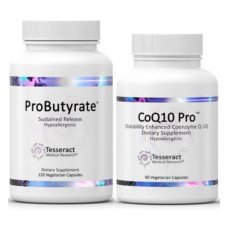Tesseract Medical Research ProButyrate Gut Health Supplement, Butyric Acid Complex & CoQ10 Pro, Coenzyme Q10 pour la santé, la santé musculaire et la production d'énergie cellulaire