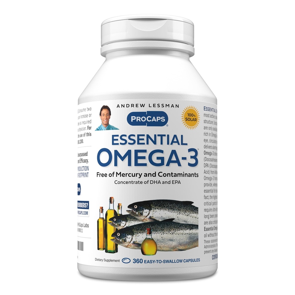 ANDREW MOINSMAN Essentiel Omega-3 Non aromatisé - 360 Softgels - Huiles Omega-3 ultra-pures à haute puissance. Haut DHA, pas de soulèvement de l'estomac, pas de contaminants, pas de mercure. Petits softgels faciles à avaler