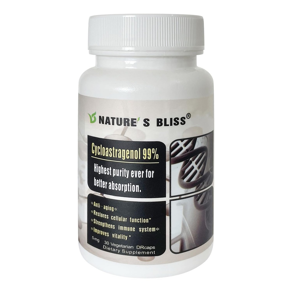 Nature'sbliss Acid Stomach Protégé et Super-Absorption Cycloastragenol 99%, Fabriqué aux États-Unis, 5mg, 30caps