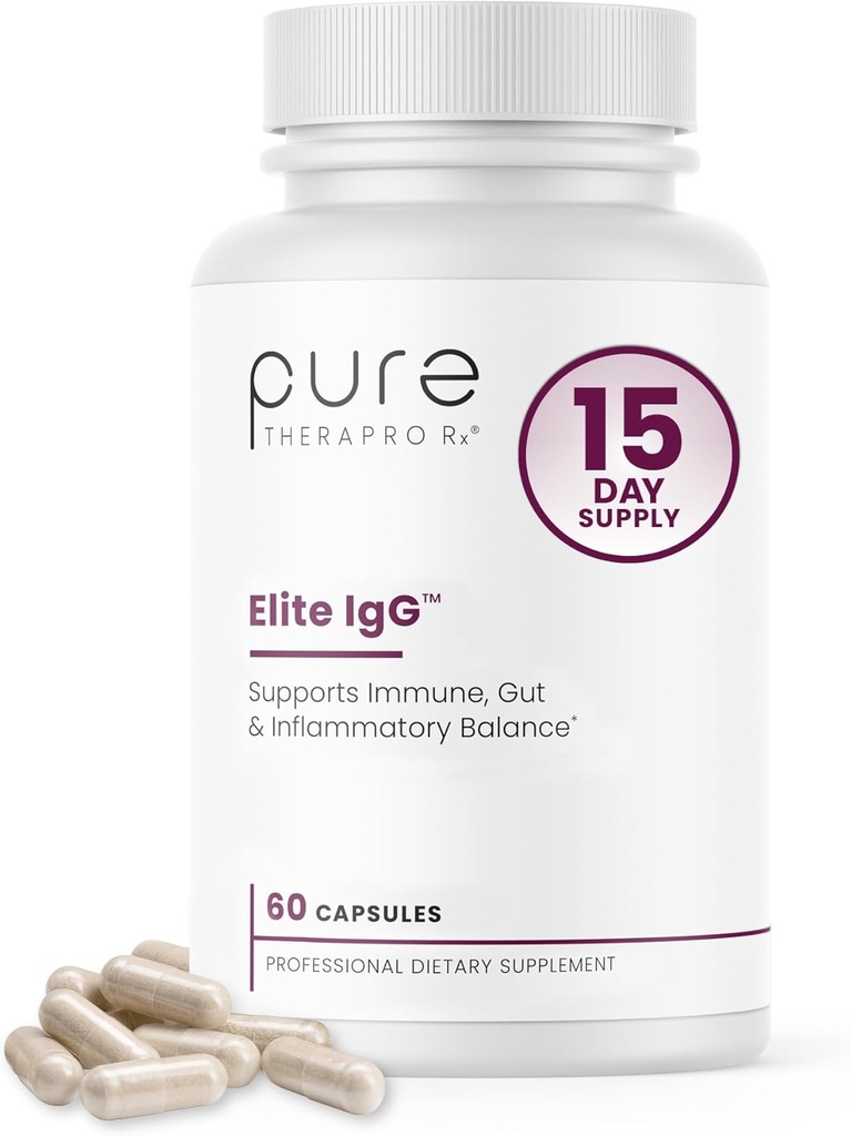Pure Therapro Rx Elite IgG Immunoglobulin Supplement | 1100+ mg IgG, IGA & IgM Serum Derived Immunoglobulins (SBI) | Colostrum Supplement Alternative | Gluten, Dairy & GMO Free (60 Capsules)