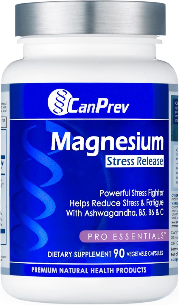 CanPrev Magnesium Bisglycinat mit Ashwagandha, B5, B6 & Vitamin C, 90 Veg Caps, 30-Tage-Versorgung, Unterstützung Restvolle Nächte & Entspannung, Hilft Energie & Immnue-Funktion, Vegan, Non-GMO, Dairy, Soy, Gluten