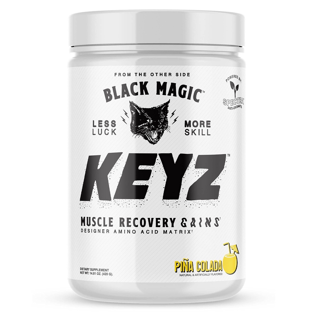 Black Magic Keyz Amino Acid Matrix Powder - Muskel-Recovery & Endurance - EAA's, BCAA's, & Taurine - Keto, Kein Zucker, Koffeinfrei - Pina Colada - 14.81 Unze