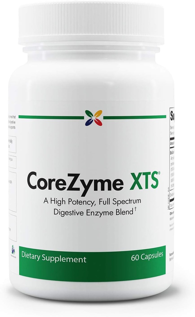 Jetzt aufhören - CoreZyme XTS - Full Spectrum Digestive Enzymes Blend - Immununterstützung, Gesunde Verdauung, Übelkeit, Bloating & Gas Relief - Lactase, Protease, Amylase, Ox Bile Extract - 60 Caps