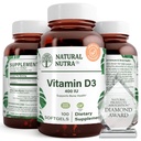 Natürliche Nutra Supreme Vitamin D3 400 IU Softgels, Hilft Immunität zu stärken, Lungengesundheit zu unterstützen, Sonnenschein Vitamin, Hilft, Herz-Kreislauf-Gesundheit zu verbessern, Knochen und Zähne Kraft, Gluten-frei, 100 Softgels