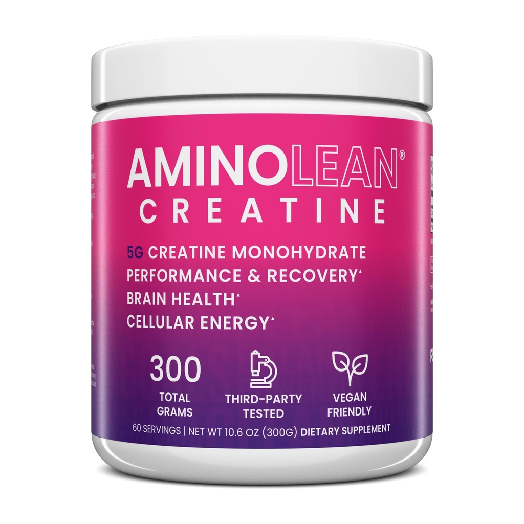 AminoLean Creatine für Frauen und Männer, Pure Micronized Creatine Monohydrat-Pulver-Ergänzung für Muskeltoning, Mood-Unterstützung, Energie-Boost und Gehirngesundheit, 300g