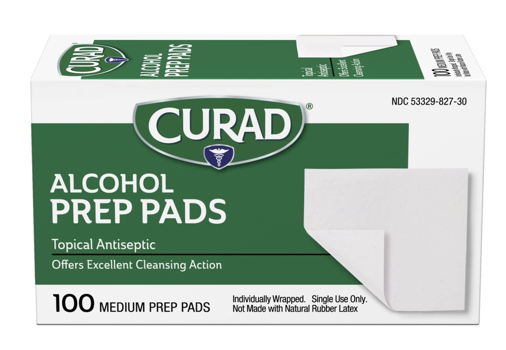 CURAD Medium 2-Ply Sterile Alcohol Prep Pads, Essential for First Aid Kits, 100/Box, Pack of 30