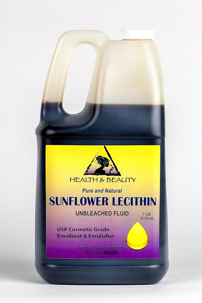 Lécithine Tournesol Emulsifiant liquide non blanchi Stabilisant émollient Pure 128 oz, 7 LB, 1 gal