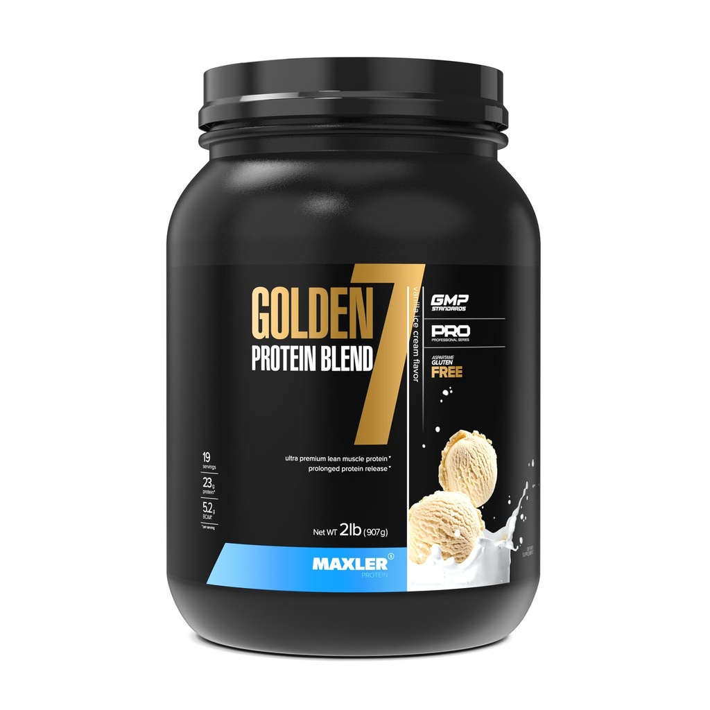Mélange de protéines Maxler Golden 7 - Poudre de protéines pour le gain musculaire et la récupération - Poudre de protéines Vanilla 2 lb