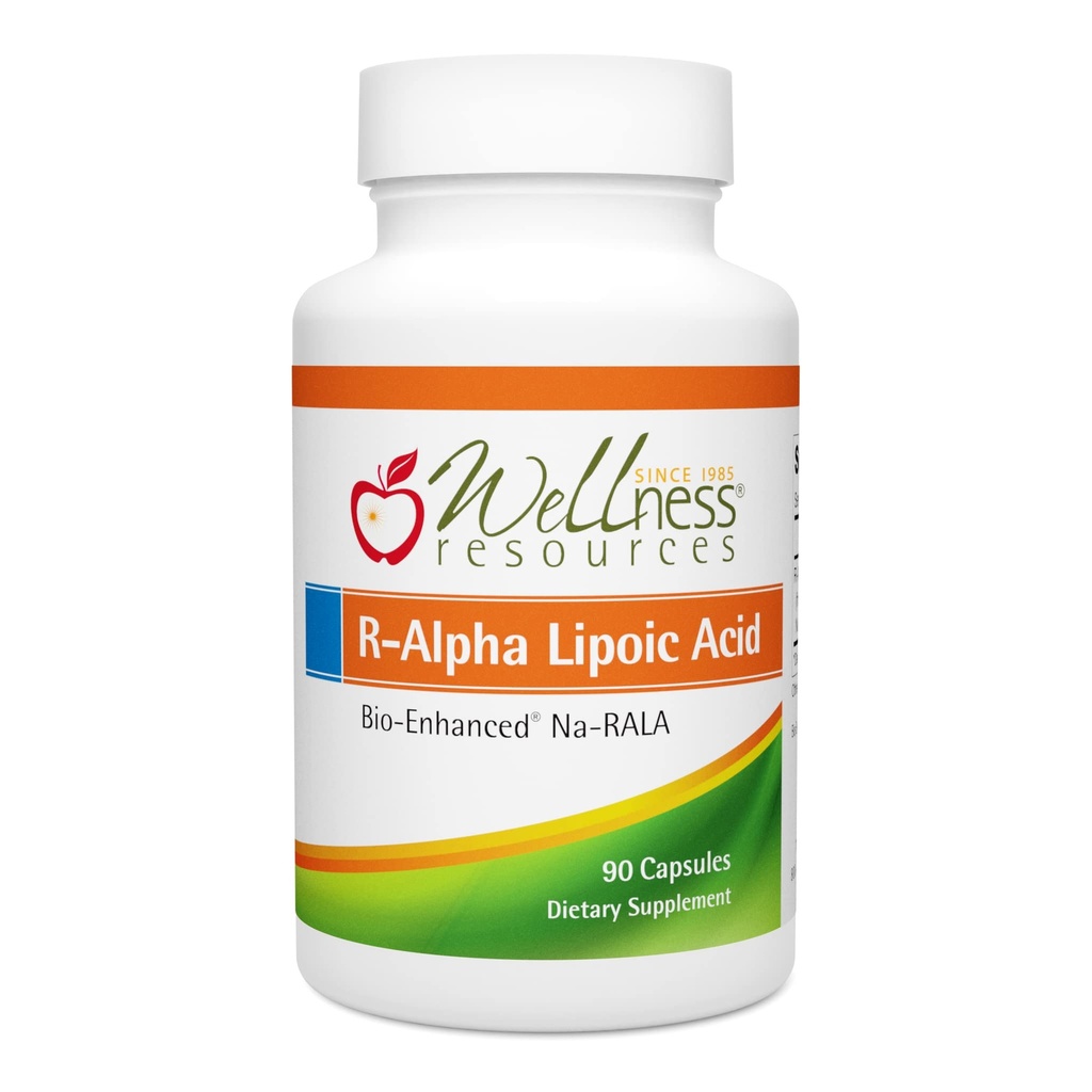Wellness Resources R Alpha Lipoic Acid RALA Supplement - 90 Capsules - Acide R-lipoïque stabilisé avec Na-RALA bio-renforcé pour une biodisponibilité maximale - R-Ala Non-OGM et sans gluten