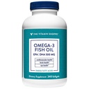 The Vitamine Shoppe Omega 3 Fish Oil, EPA & DHA 500mg, Pureté assurée, Distillée moléculairement pour soutenir la santé cardiovasculaire, articulaire et cérébrale 1000mg (240 Softgels)