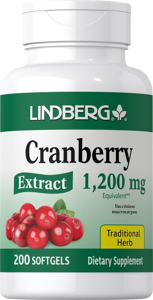 Lindberg Cranberry Pillen für Frauen | 1200mg | 200 Softgels | Traditionelle Kräuter | Extraktergänzung | Non-GMO, Glutenfrei