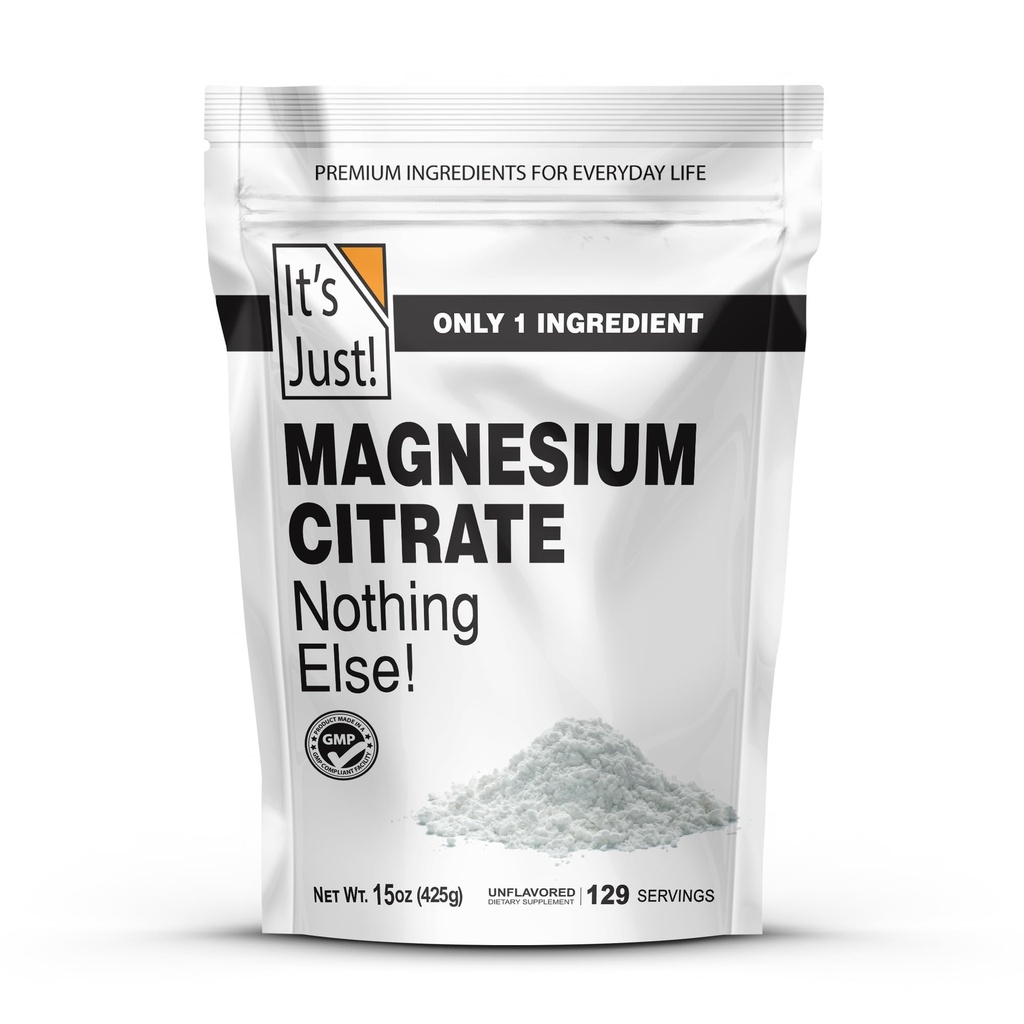 Es ist nur - Magnesium-Zitrat-Pulver, 15oz, Non-GMO Magnesium-Ergänzung, ungeflammt (15oz / 129 Servierungen)