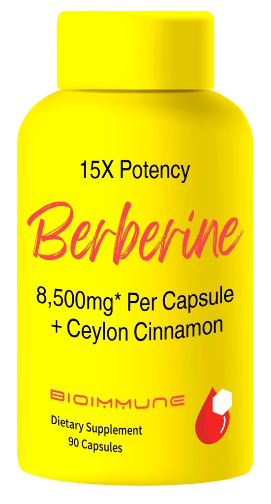 Berberine Supplement 15X Potency, Ceylon Cinnamon für verbesserte Absorption und synergistische Effekte. 8.500mg pro Kapsel