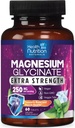 Magnésium Glycinat 250mg - 100% Magnésium chélaté pour Absorption Max - Soutien du sommeil, Muscle, Nerves, Bone & Heart Health Support, Meilleur supplément Mag, Vegan Non-OGM, 3ème partie testée - 60 comprimés