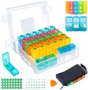 Monatliche Pille Organizer 3 Mal pro Tag mit 31-Tage-Moistureproof-Box, Wöchentliche Pillentasche, Pillenschneider, Aufkleber, Kunststoff-Öffnung Pick für einfachen Gebrauch, Günstig Tägliche Medikamente Management (Weiß)