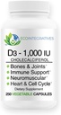 Vitamin D3-1000 IU 25 mcg (Cholecalciferol) Hypoallergene Unterstützung für Muskeln, Knochen & Zähne, Brust, Prostata, Herz-Kreislauf, Colon & Immungesundheit (250 Veggie Kapseln)