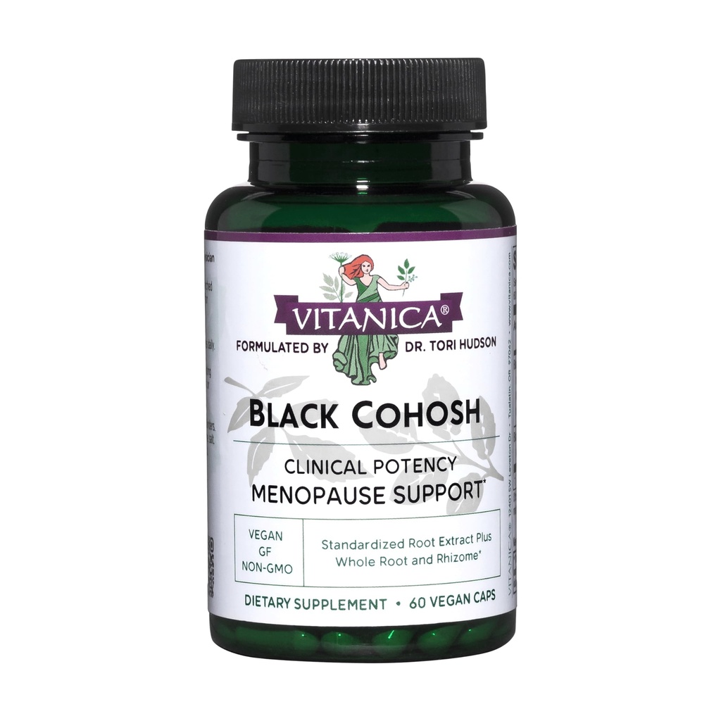 Vitanica Black Cohosh - Hormone Support Supplement with Black Cohosh Root - for Women in Perimenopausal & Menopausal Years - Women's Health Herbal Supplement for Menopause - Vegan - 60 Capsules