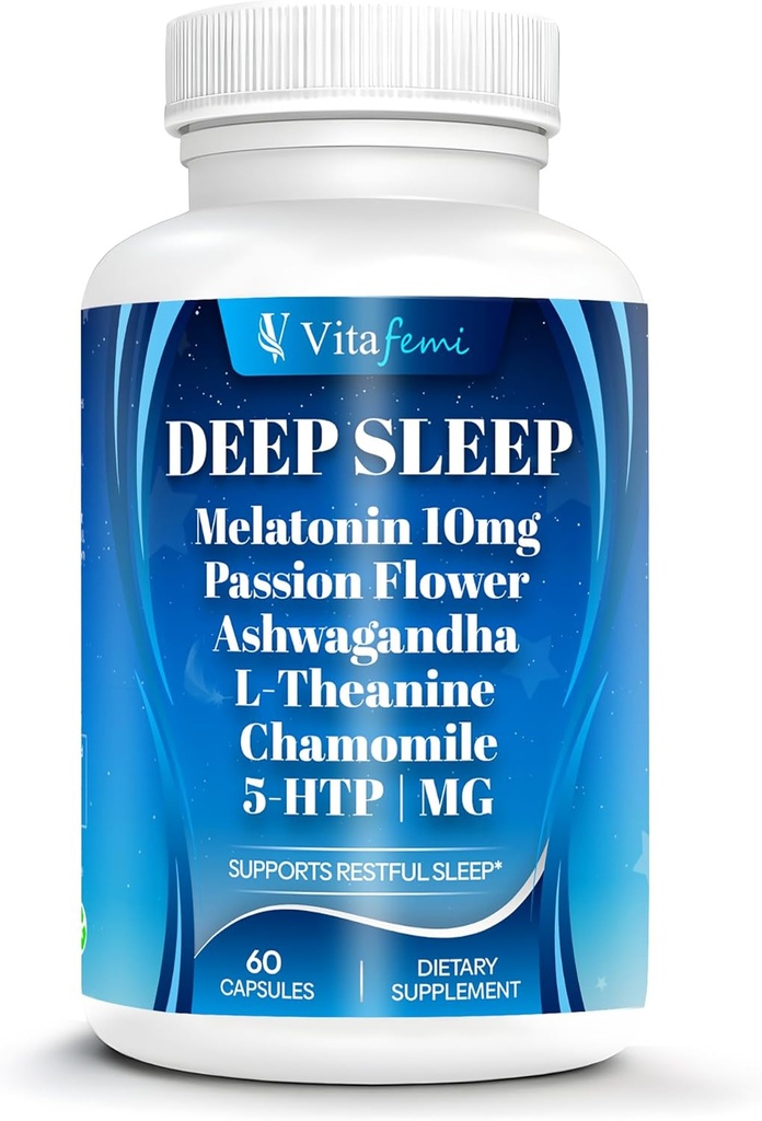 18-in-1 Melatonin10 mg , Natürliche Tiefschlafergänzung für Erwachsene, Nicht-Habit-Formung, Ashwagandha, L-Theanin, Magnesium, Kamille, 5-HTP, Non-GMO