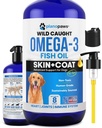 Omega 3 Huile de poisson pour chiens - Meilleur que l'huile de saumon - Supplément d'huile de poisson pour chiens pour réduire le défrichement et les démangeaisons - Soutient la santé des articulations, du cerveau et du coeur - Supplément de peau et de manteau - Huile de poisson liquide