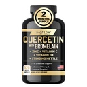 Quercetin avec bromelain, supplément à la bouteille, vitamine C de zinc vitamine D.O.M., sans gluten Fabriqué aux États-Unis
