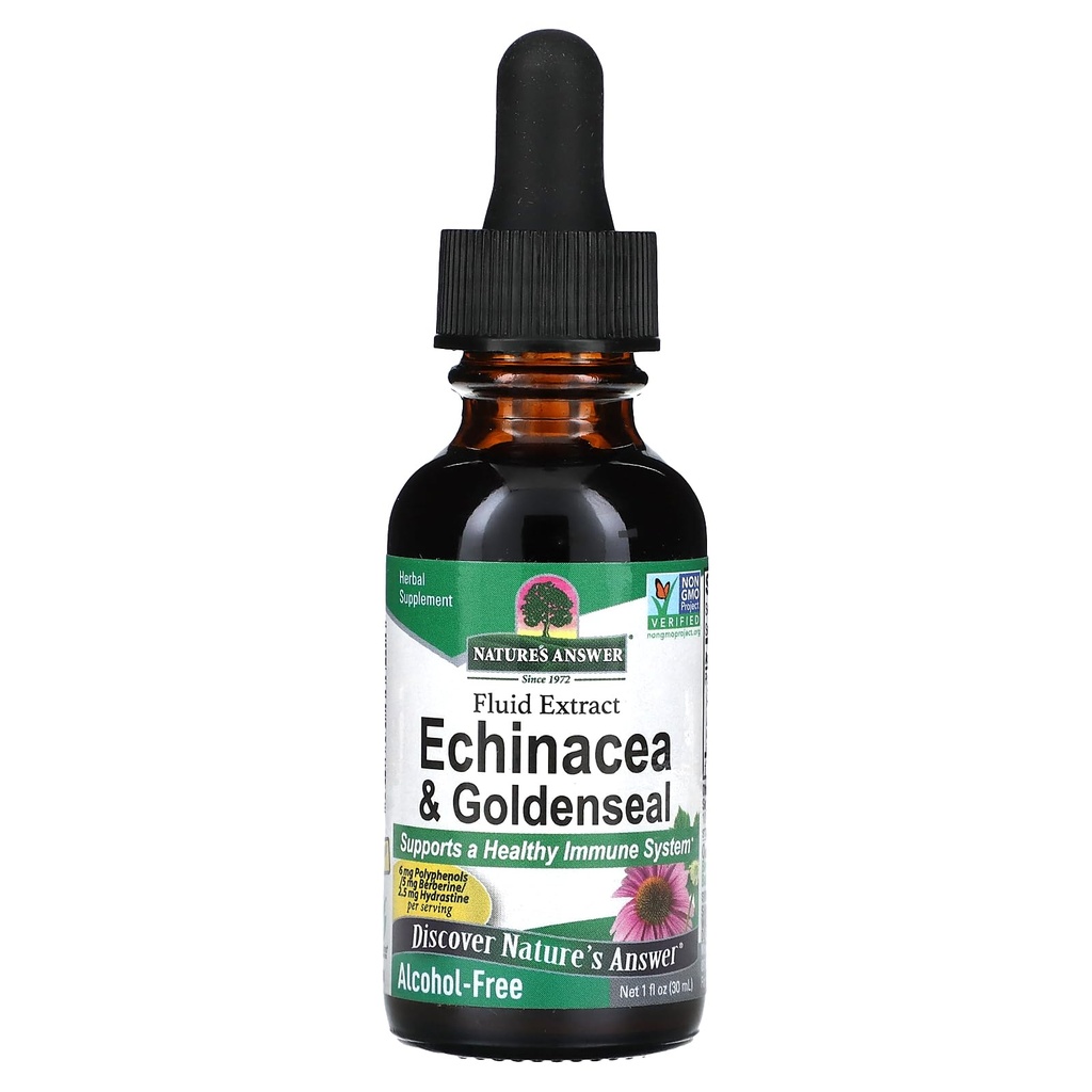Nature's Answer Enchinacea & Goldenseal | Unterstützt ein gesundes Immunsystem | Super Concentrated Pure Extract | Alkoholfrei, Glutenfrei, Vegan & Kosher Zertifiziert 1oz