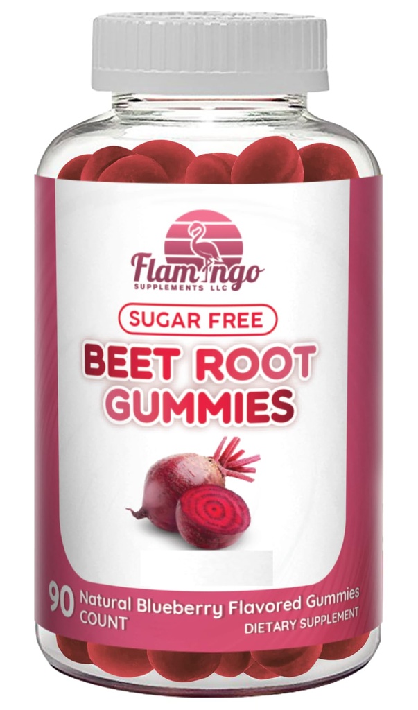 Sugar Free Nitric Oxide Beet Root Gummies - Beet Root Chewables für sportliche Leistung, Nitric Oxide Booster, Energie, Blutfluss und Zirkulation - 90 Beets Root Gummy Chews.