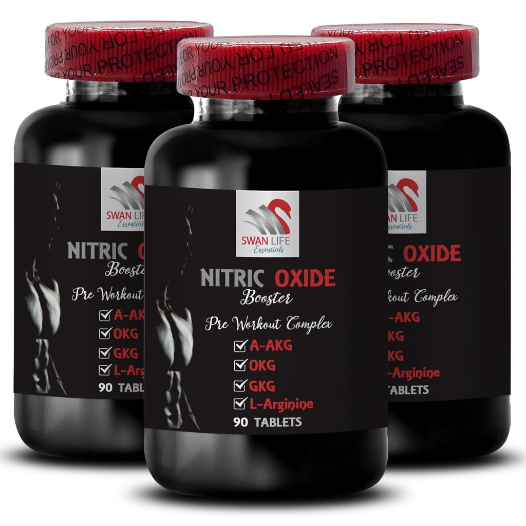 L-citrulline and l-arginine Supplements - Nitric Oxide Booster - Energy Supplement, Nitric Oxide Flow, Exercise Strength, Recovery, Training Boost, A-AKG, Fitness Support 3 Bottles 270 Tablets