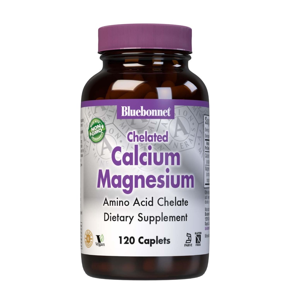 BlueBonnet Albion Chelat Calcium Magnesium Caplets, 120 Count