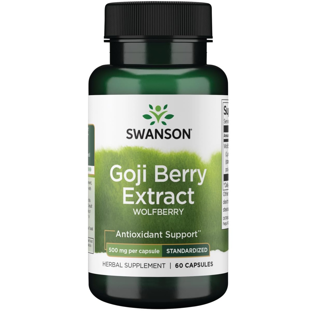 Swanson Wolfberry Standardisierte Extrakt (Goji Berry) 500 Milligramme 60 Kapseln