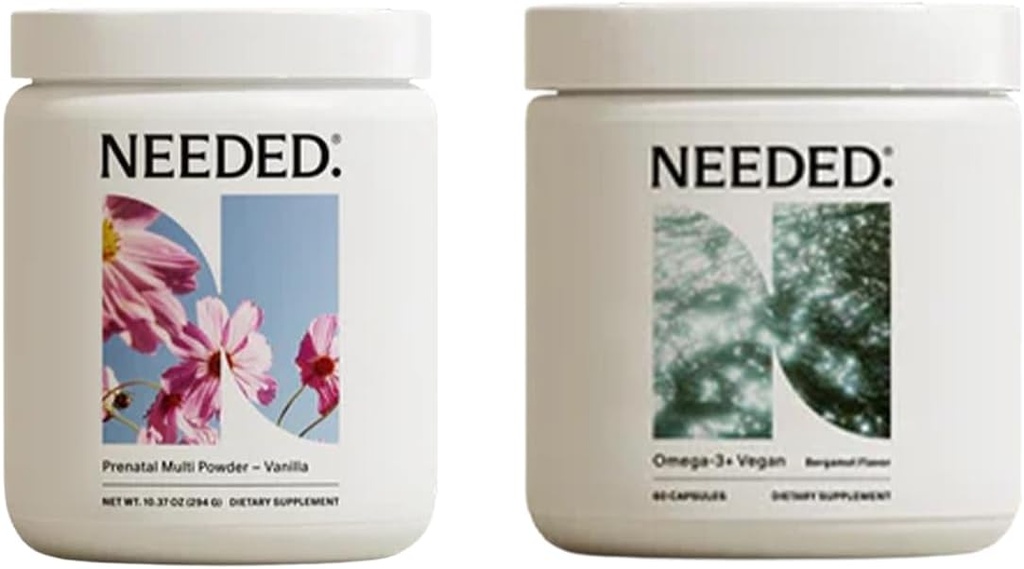 Braucht. Vanilla Prenatal Multivitamin Powder & Vegan Omega-3 DHA+EPA Bundle | Umfassende Ernährung für Schwangerschaft & Postpartum