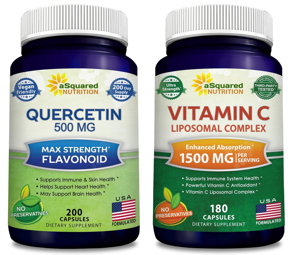 aSquared Nutrition Bundle für Quercetin 500mg & Vitamin C Liposomal Complex 1500mg - Immununterstützung