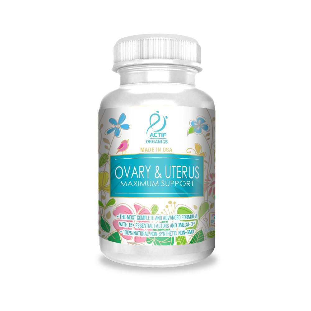 ACTIF Ovary et Uterus Maximum Support avec 15 facteurs avancés et Oméga-3 – Non OGM, Fabriqué aux États-Unis, 90 Compte