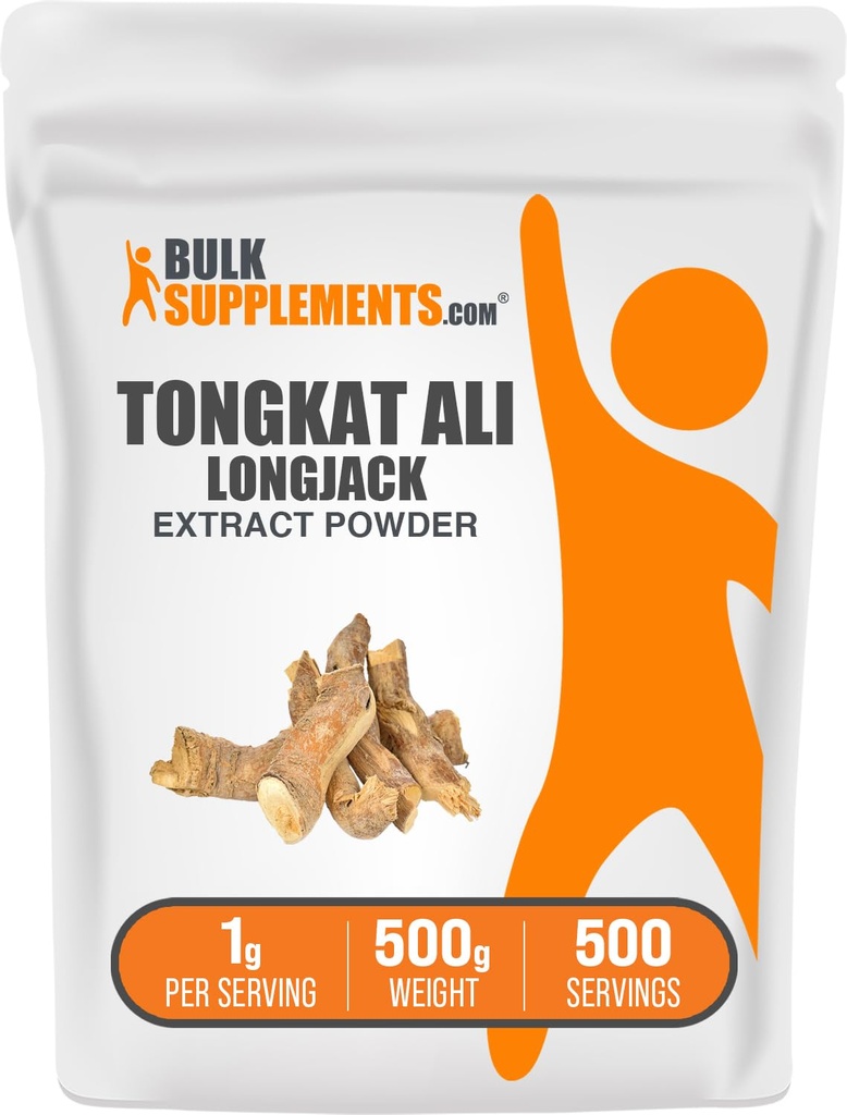 BulkSupplements.com Poudre d'extrait de longjack - Tongkat Ali Extract, Tongkat Ali pour hommes et femmes - Sans gluten, 1g par portion, 500g (1,1 lb) (paquet de 1)