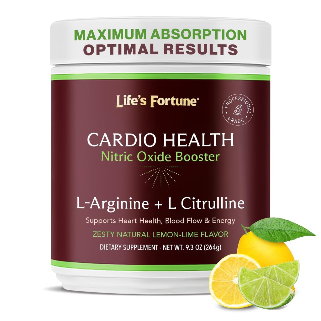 La poudre de supplément de Citrulline de l'Arginine L de Life's Fortune L - supplément d'oxyde nitrique de haute puissance avec goût naturel de citron - Cardio Health, Blood Pressure and Vascular Support - 258g