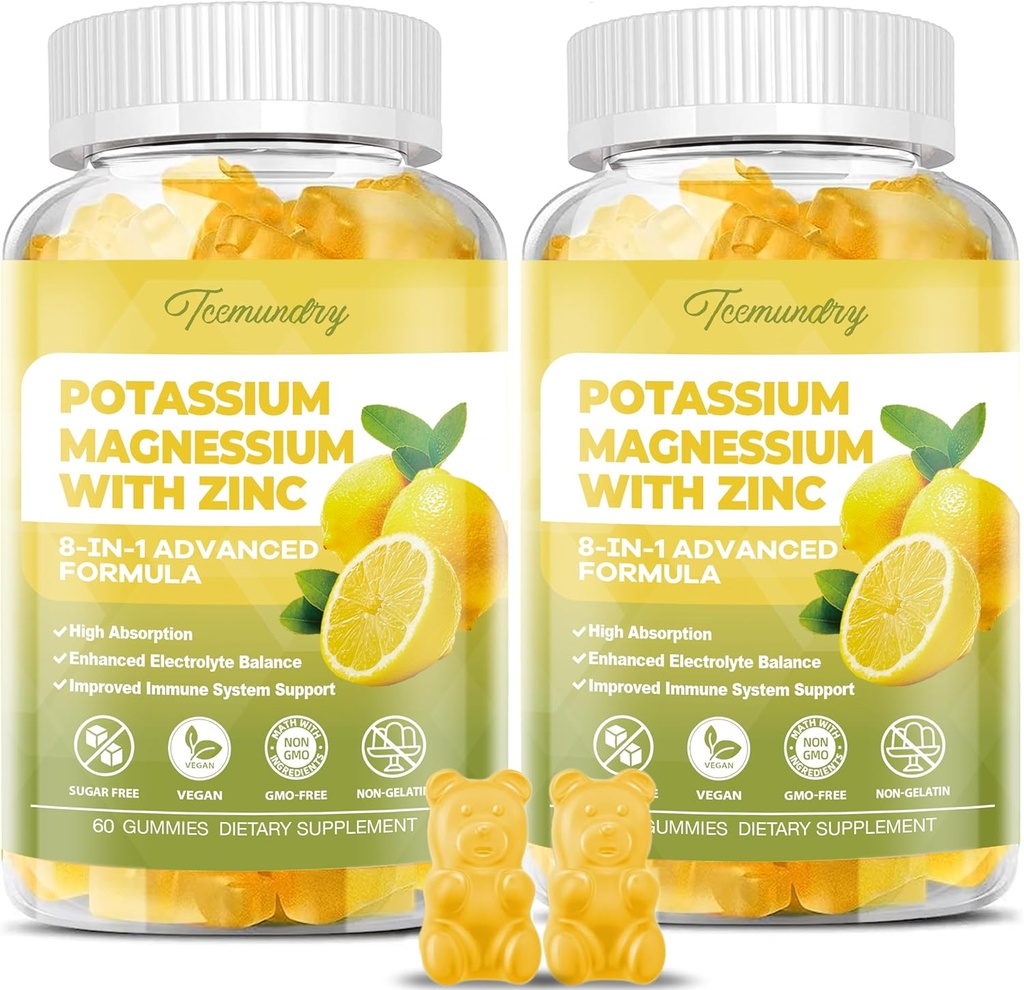 Kalium-Ergänzungsgummis für Erwachsene: Kalium-Zitrat 99 mg - Kalium-Magnesium-Ergänzung für Muskel, Elektrolyt, Energie