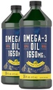 Carlyle Omega 3 Fish Oil Liquid | 1650mg | 32 fl oz (2 x 16oz Flaschen) | Lemon Flavor | Non-GMO & Gluten kostenlose Ergänzung