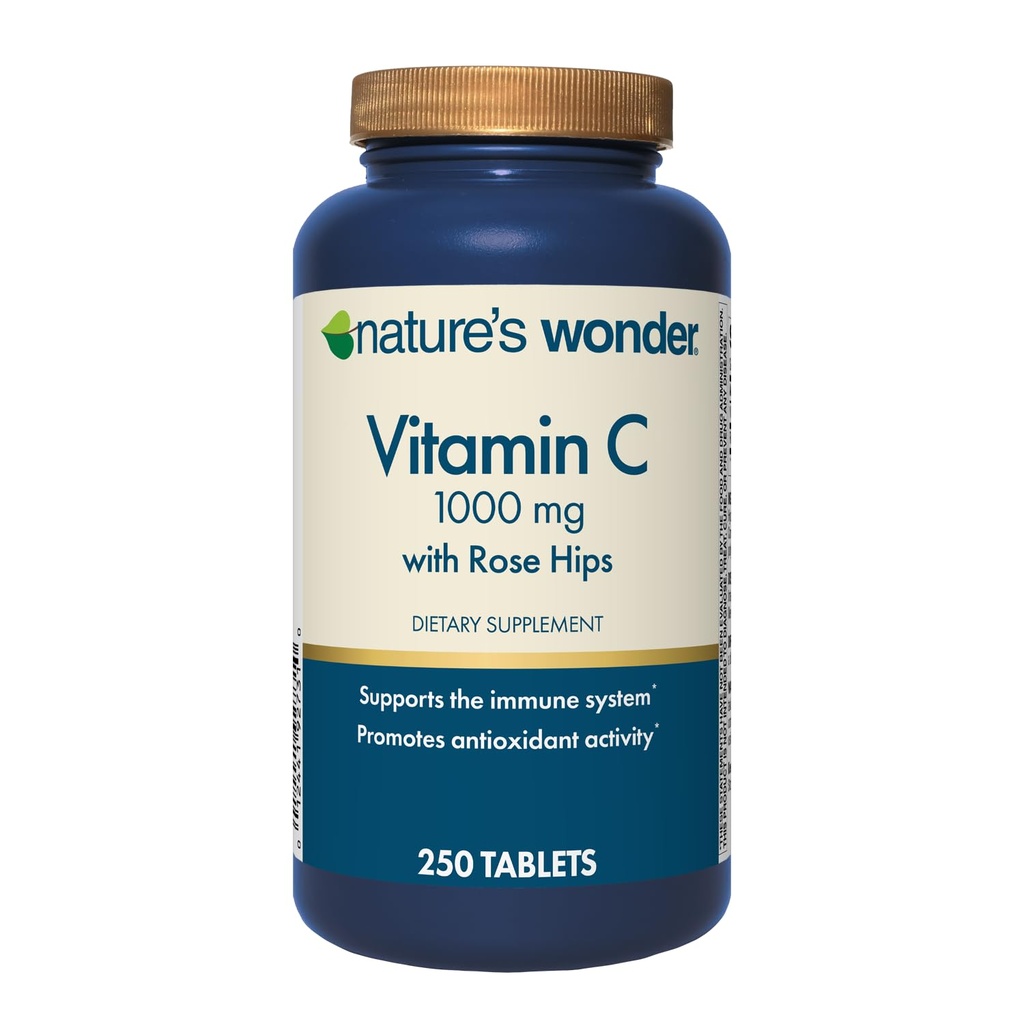 Nature's Wonder Vitamin C 1000 mg mit Rose Hips Tabletten für Immungesundheit, 250 Servierungen, 250 Anzahl