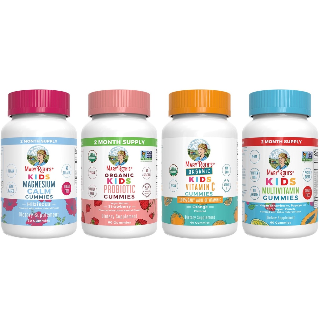 MaryRuth Organics Multivitamin, Probiotic, Magnesium Calm und Vitamin C Gummis für Kinder | Clean Label Project Verified® | Vitamine für Immununterstützung & Gesamtgesundheit | Vegan, Non-GMO, Glutenfrei
