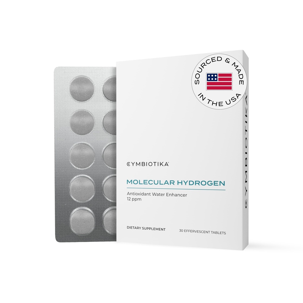 CYMBIOTIKA H2 Molecular Hydrogen Water Tablets mit Magnesium, Energy Boost, Glutenfrei, Keto Antioxidant Getränk, Fast Dissolving Supplements, Hilft gegen Entzündung & Stress 30 Tabletten, 12 ppm