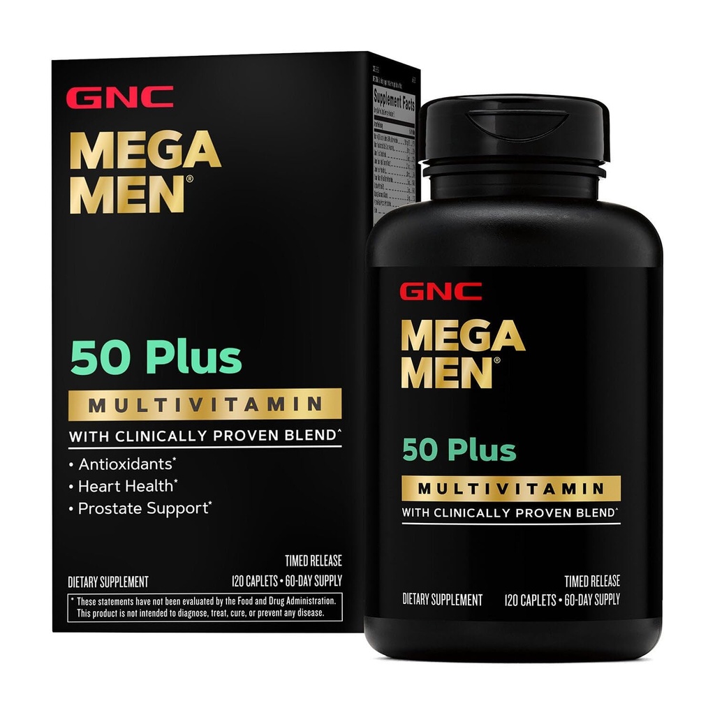 GNC Mega Männer 50 Plus Multivitamin | Antioxidantien | Herzgesundheit | Prostata und Kreislaufunterstützung | 120 Zähler