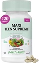 Teen Vitamine für Mädchen 12-17 - Teen Multivitamin D3, Eisen, Kalzium, Biotin, Zink, Verdauungsenzyme – Teenager-Mädchen Multi Vitamine für gesunde Haut, Immun- und Stimmungsunterstützung – 120 Zähler