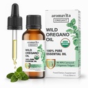 Huile d'origan sauvage biologique - 100% pure huile d'origan sauvage biologique non diluée avec 86-90% Carvacrol, Immune Support - végétale, supplément à base de plantes - végétalien, non OGM, sans gluten, 1fl.oz/30ml