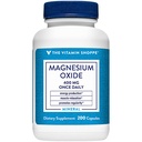 La vitamine Shoppe Oxyde de magnésium 400mg – Formule minérale quotidienne essentielle pour soutenir la production d'énergie, la relaxation musculaire, la santé osseuse et promouvoir la régularité digestive (200 capsules)