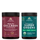 Antike Ernährung Bio SuperGreens Pulver, 25 Servierungen + Multi Collagen Protein Pulver, Unflavored, 45 Servierungen