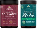 Antike Ernährung Bio SuperGreens Pulver, 25 Servierungen + Multi Collagen Protein Pulver, Unflavored, 45 Servierungen
