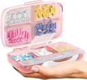 Travel Pill Organizer - luftdichte Medizin Fall für Reisen Portable Pharmacy Box mit Etiketten Vitamin Container 8 Kompartment Supplement Medication Holder Large Capacity Daily (Pink)