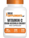 BulkSupplements.com Vitamin C von Acerola Cherry Capsules - Acerola Cherry Vitamin C Supplement - Glutenfrei, 1 Kapsel pro Servierung, 240 Veg Kapseln (Pack von 1)