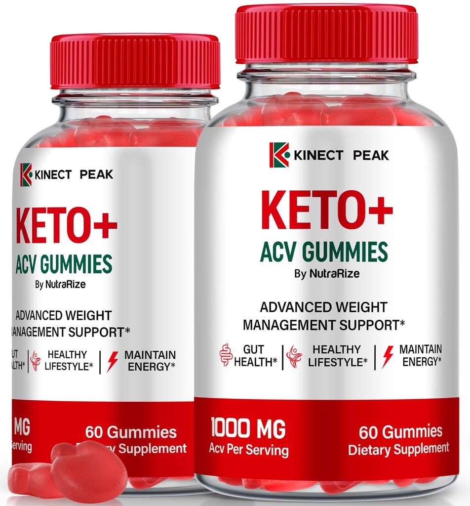 NutraRize (2 Pack) Kinect Peak Keto ACV Gummies, KinectPeak Keto+ACV Weight Loss Gummies, All Natural Apple Cider Vinegar, Premium Keto Formula Plus ACV Gummy, Official ACV Keto Reviews (120 Gummies)